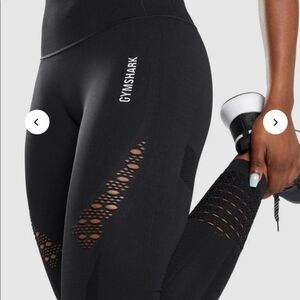 S/M Gymshark Black Energy Legggings With Ribbing And Perforations